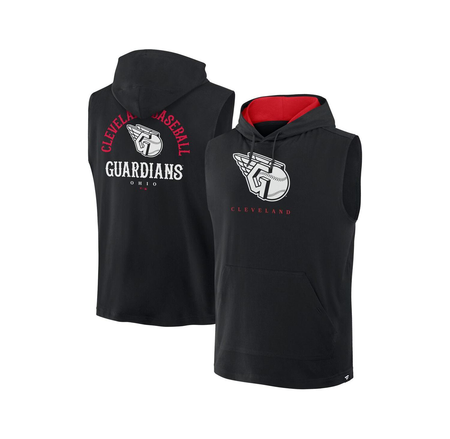 Men's Black Cleveland Guardians Fire Speed Sleeveless Pullover Hoodie