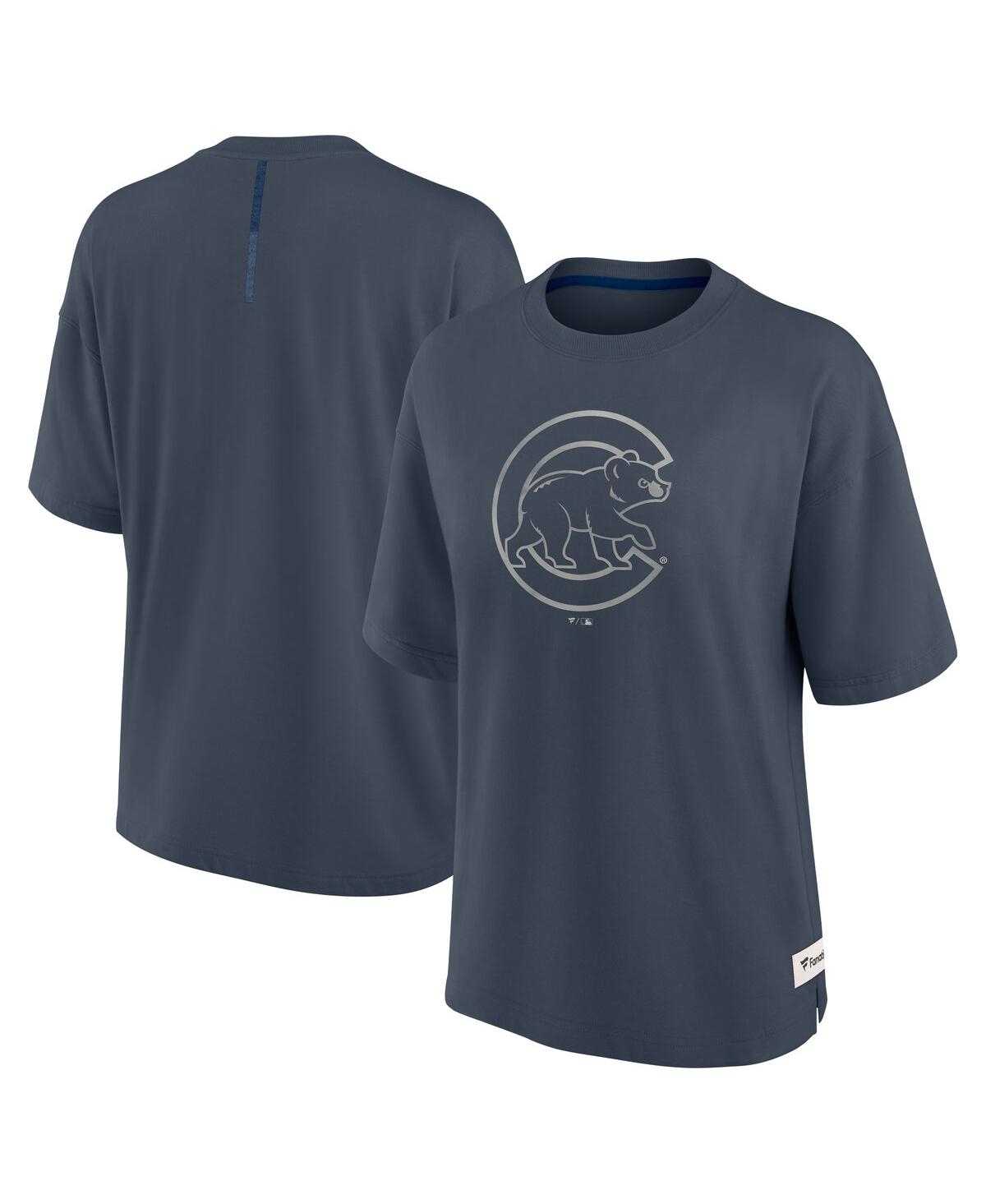 Fanatics Women's Blue Chicago Cubs Oversized Elements Raw Edge Future Ground T-Shirt - Blue