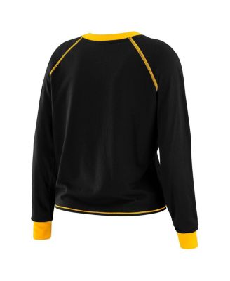 Women's Black/Gold Pittsburgh Steelers Tie-Front Long Sleeve Top