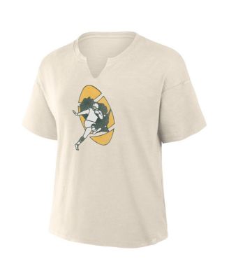 Women's Cream Green Bay Packers Trick Play Slub Boxy T-Shirt