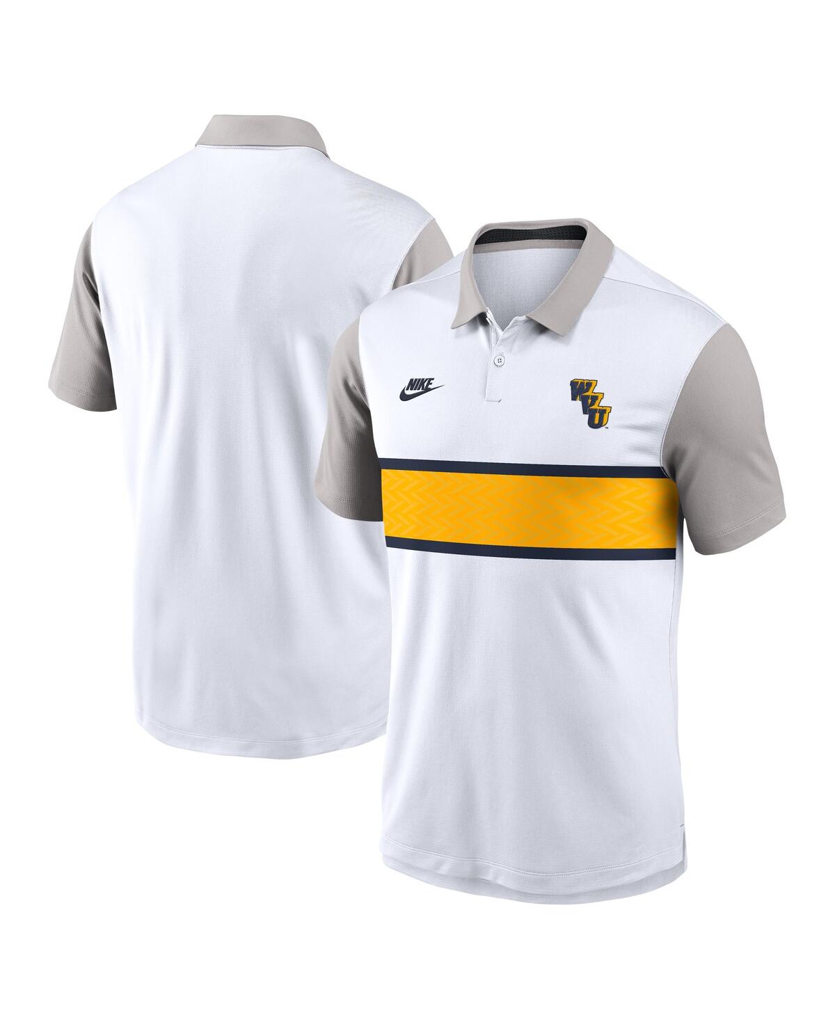 Men's White/Gray West Virginia Mountaineers Athletic Prep Legacy Logo Vapor Performance Polo Shirt - White, Gray