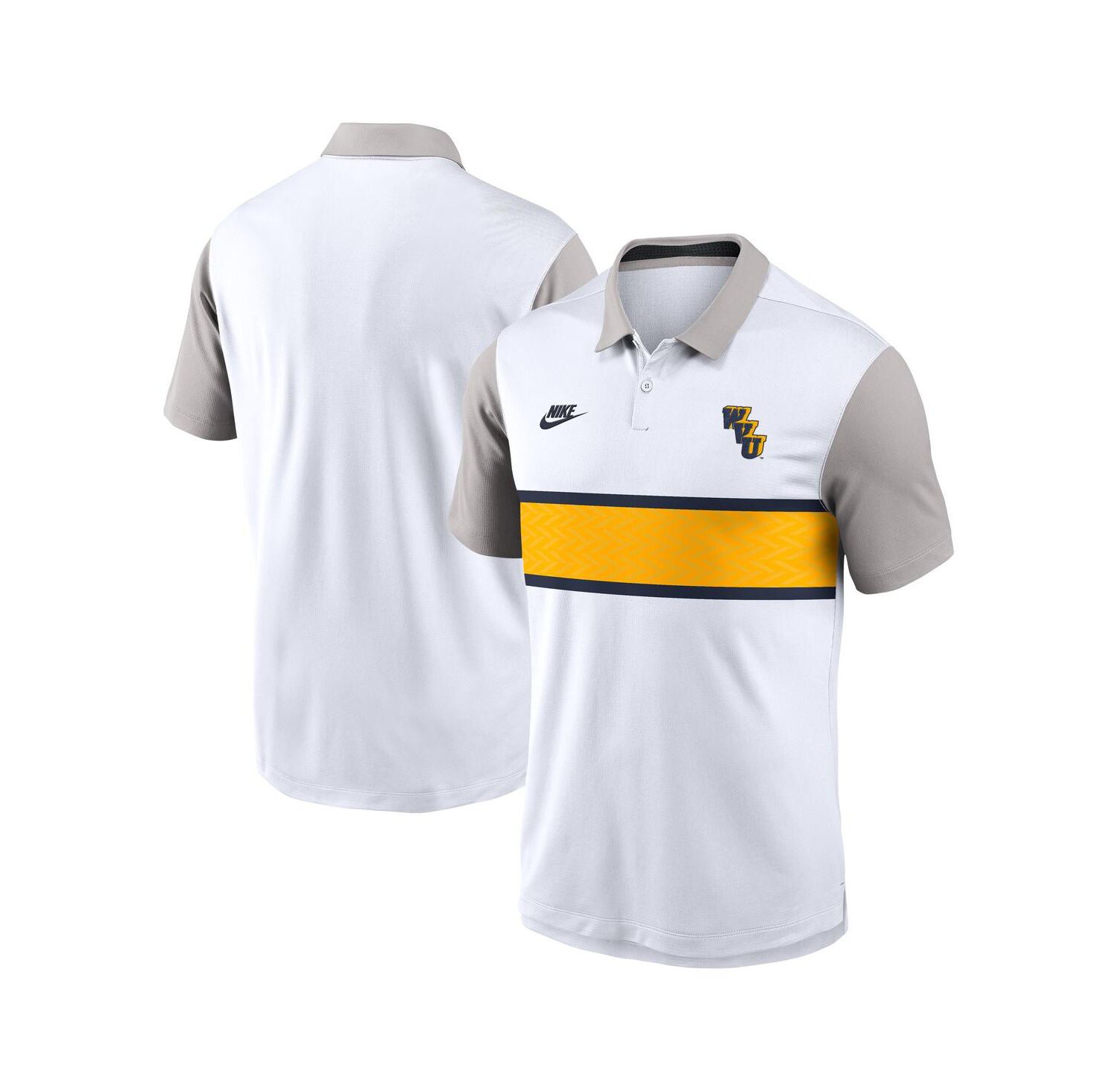 Men's White/Gray West Virginia Mountaineers Athletic Prep Legacy Logo Vapor Performance Polo Shirt