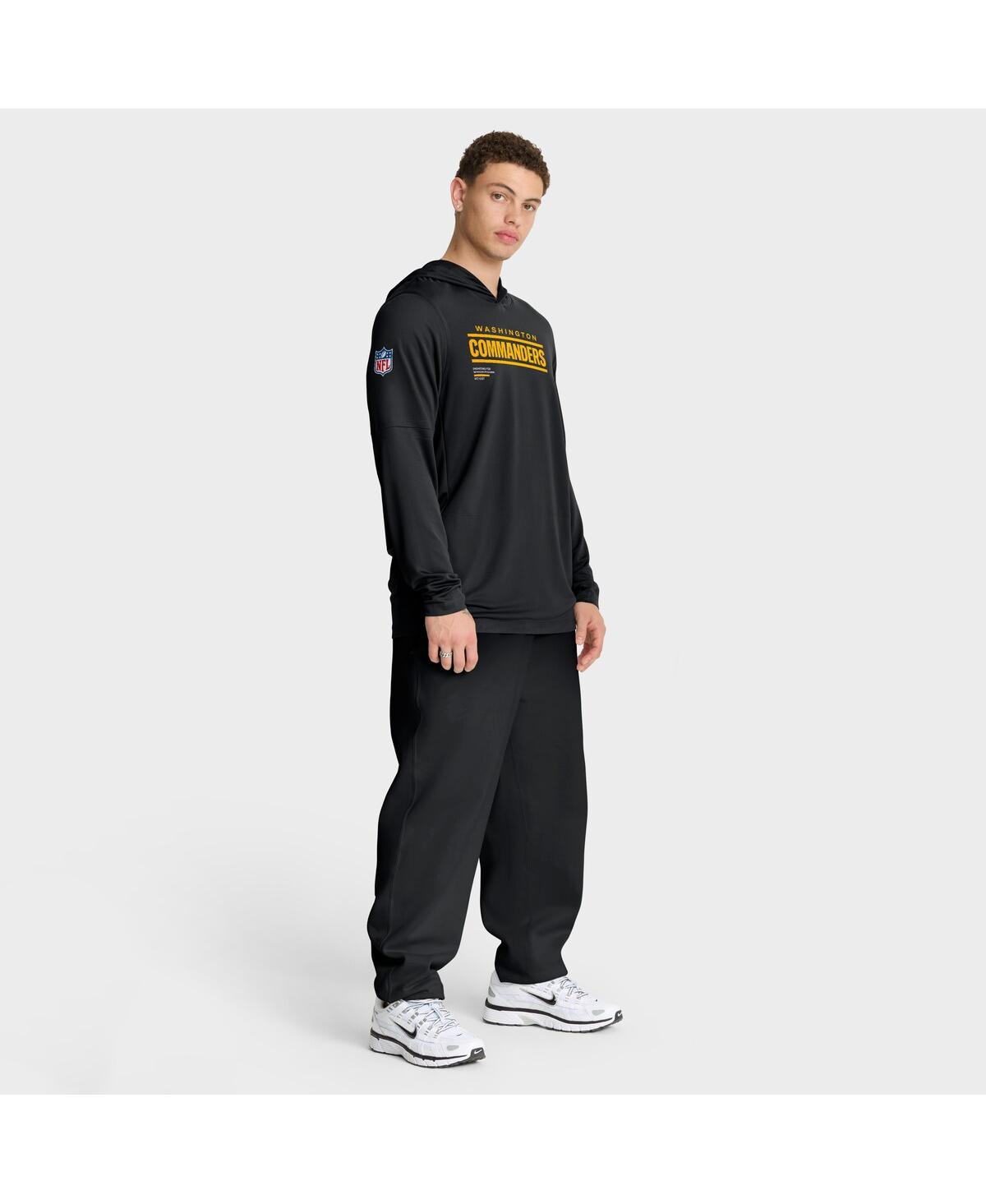 Nike Black Washington Commanders Sideline Pure Fury Performance Long Sleeve Hoodie T-shirt In Black
