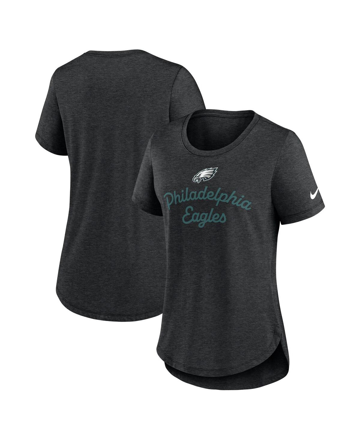Women's Black Philadelphia Eagles Script Tri-Blend T-Shirt - Black