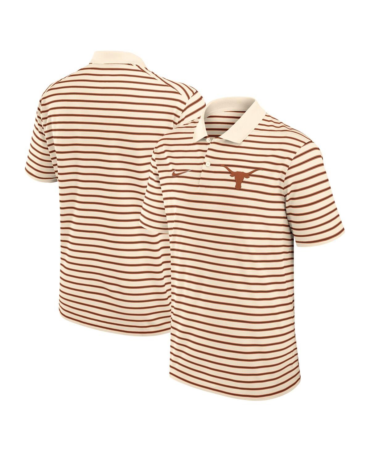 Men's Cream Texas Longhorns Solid Foundation Striped Performance Polo Shirt - Cream