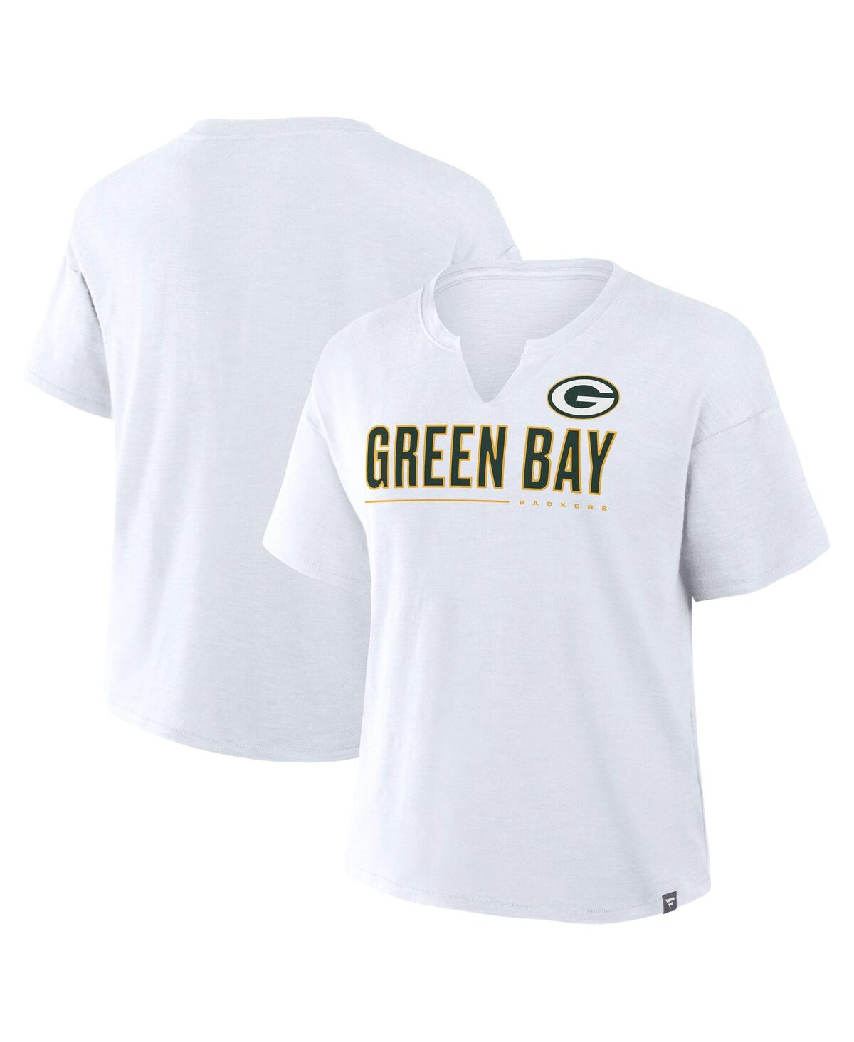 Women's White Green Bay Packers Redzone Slub Boxy T-Shirt - White