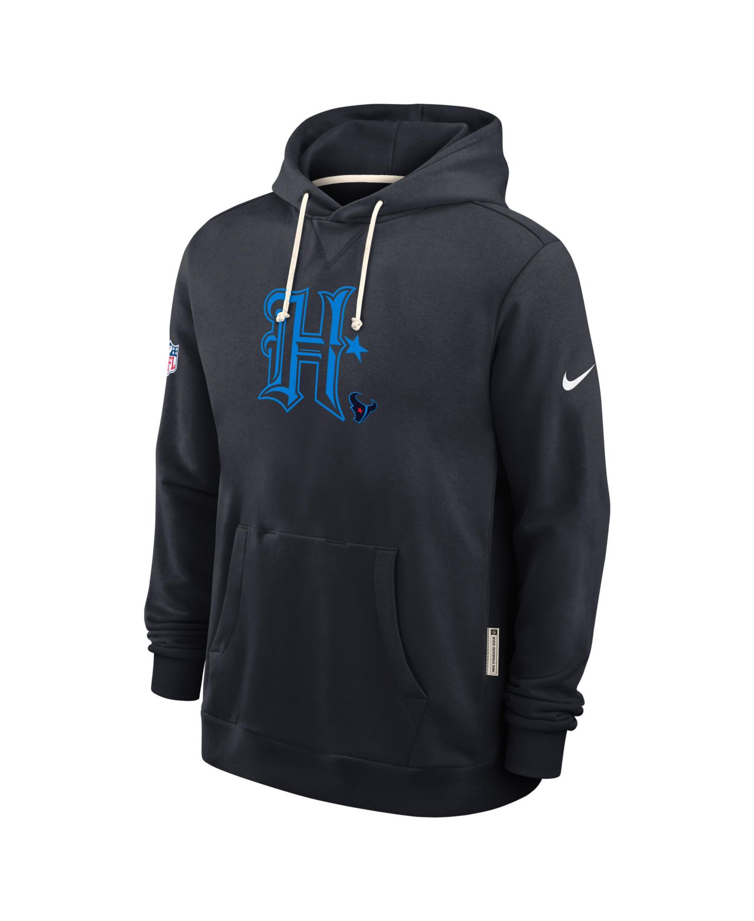 Men's Navy Houston Texans Sideline Offensive Set Play Performance Pullover Hoodie