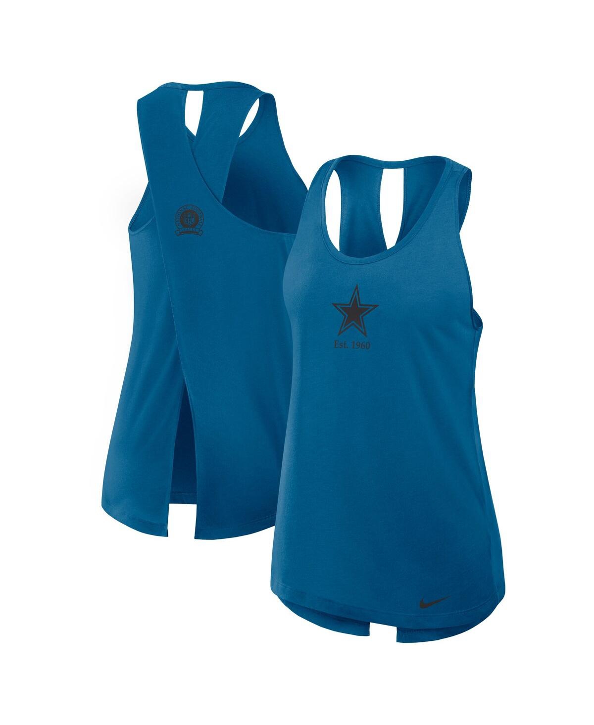 Women's Navy Dallas Cowboys Glory Crisscross Performance Tank Top - Navy