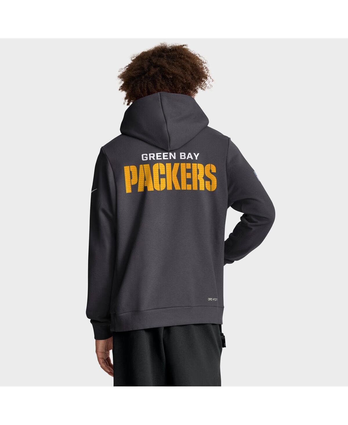 Nike Anthracite Green Bay Packers Sideline Standard Issue Initial Home Dri-fit Hoodie In Gray
