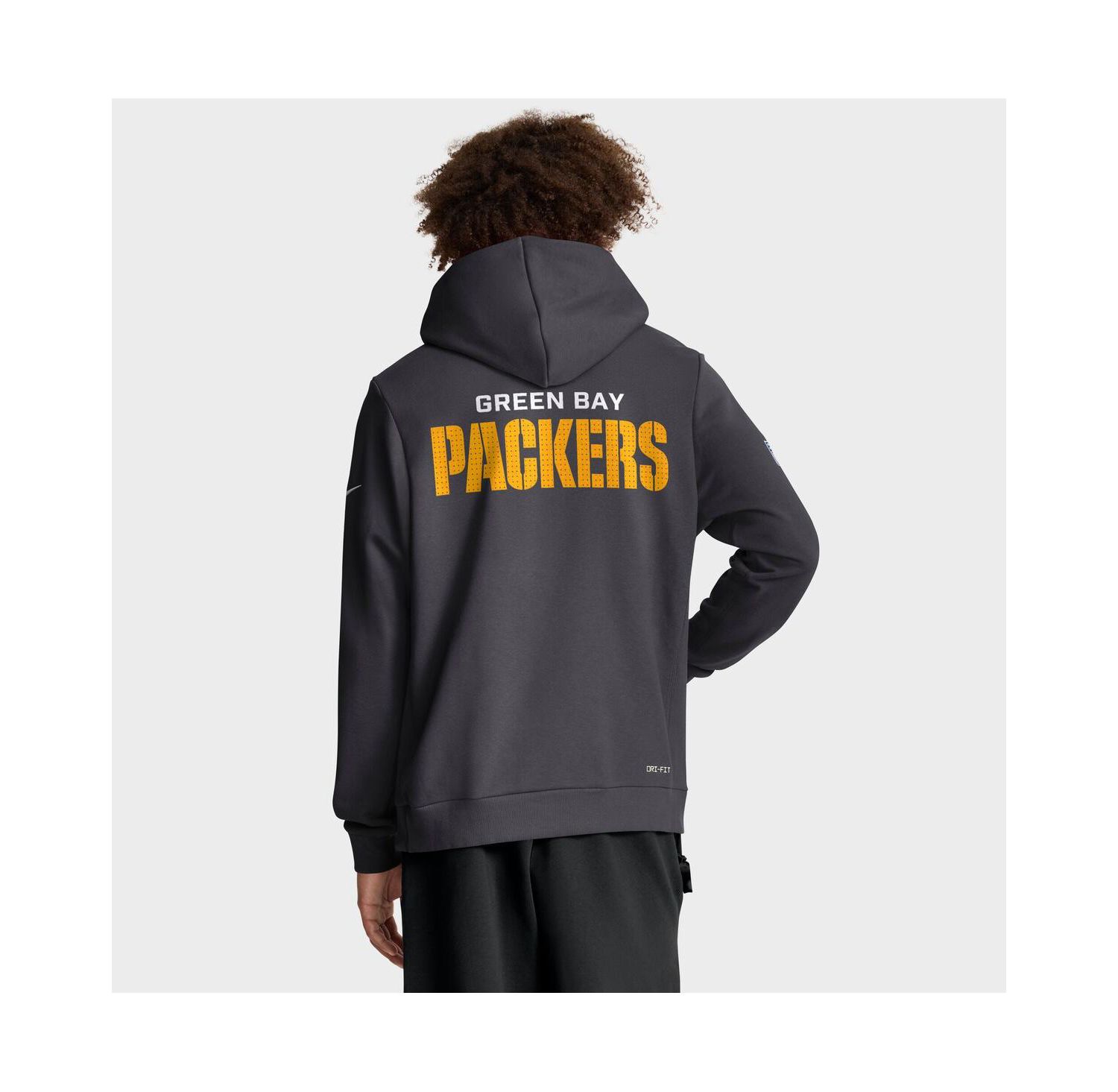 Men's Anthracite Green Bay Packers Sideline Initial Home Performance Pullover Hoodie