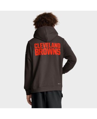 Men's Brown Cleveland Browns Sideline Initial Home Performance Pullover Hoodie