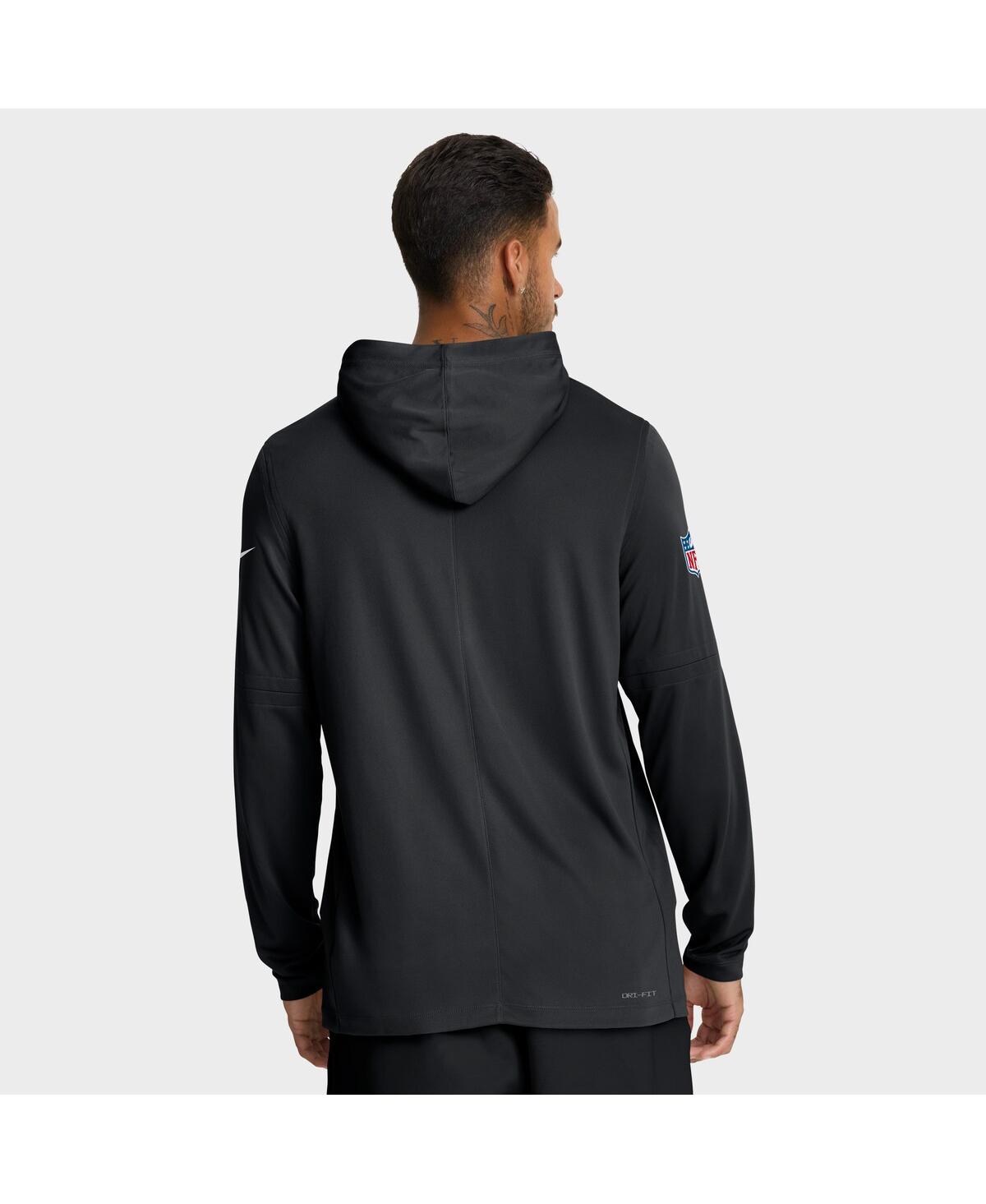 Nike Black Las Vegas Raiders Sideline Pure Fury Performance Long Sleeve Hoodie T-shirt In Black