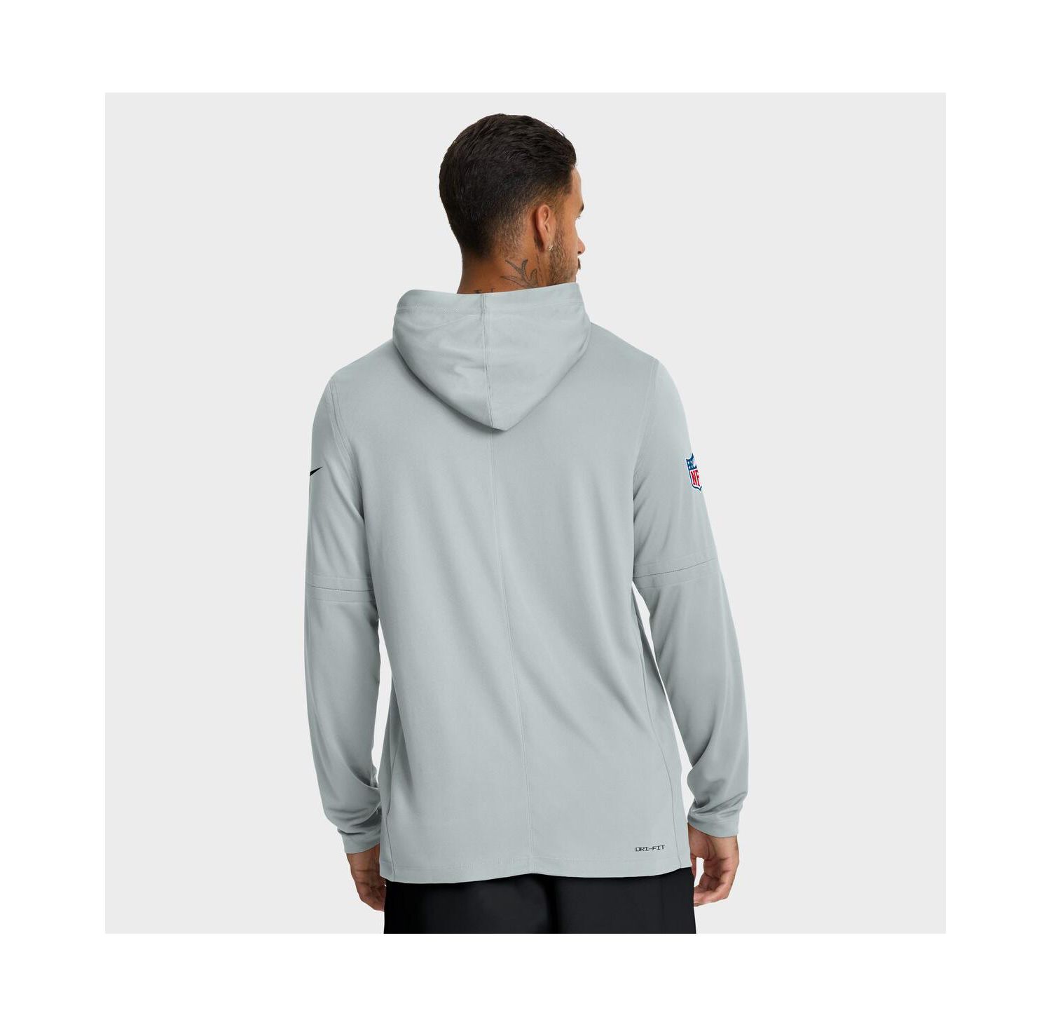 Men's Silver Las Vegas Raiders Sideline Pure Fury Performance Long Sleeve Hoodie T-Shirt