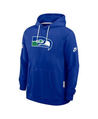 Men's Royal Seattle Seahawks Sideline Offensive Set Play Performance Pullover Hoodie