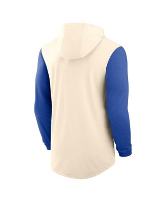 Men's Natural/Royal Florida Gators Legacy Color-Block Tri-Blend Performance Long Sleeve Hoodie T-Shirt