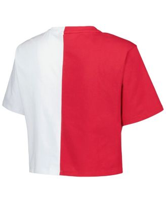 Women's Crimson/White Oklahoma Sooners Color Block Brandy Cropped T-Shirt