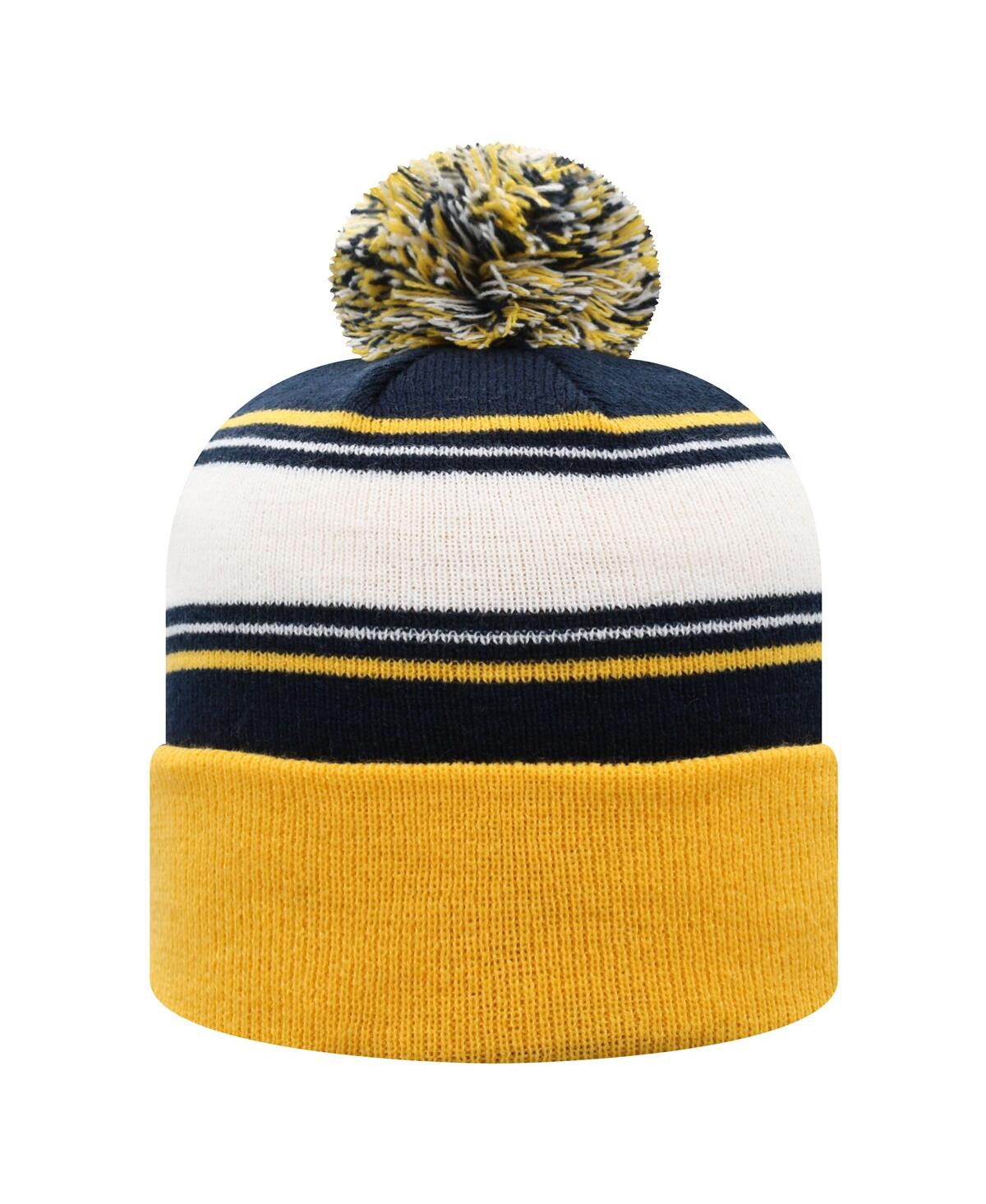 Top Of The World Men's Navy West Virginia Mountaineers Ambient Cuffed With Pom Knit Hat In Multi