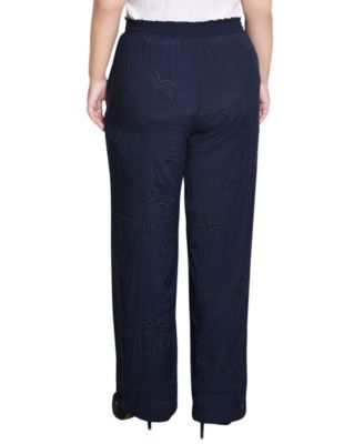 Plus Size Pull On Pants with Embroidery