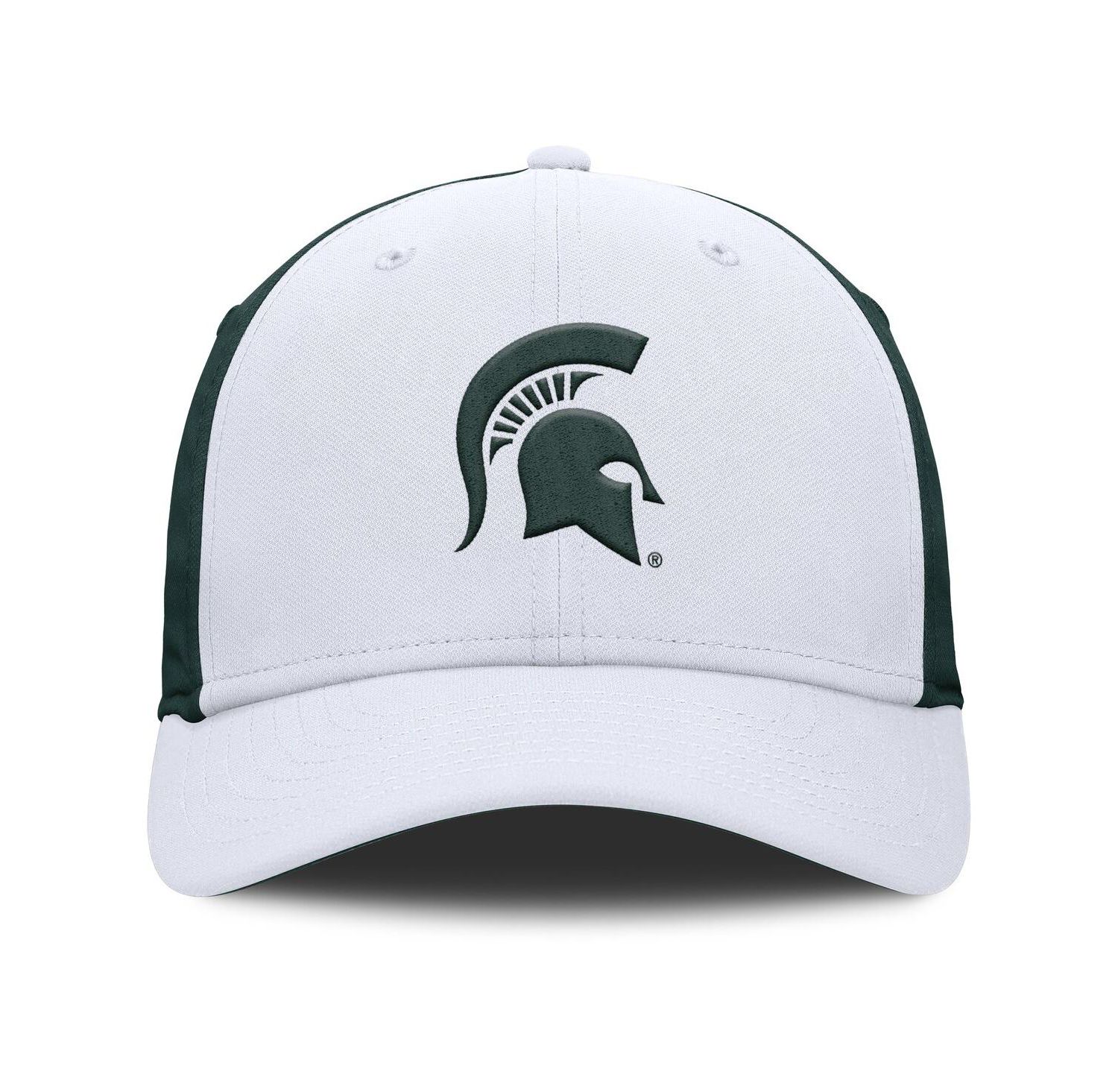Men's White/Green Michigan State Spartans 2025 Sideline Rise Local Performance Flex Hat