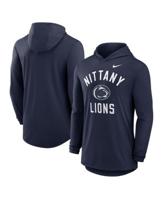 Nike - Men's Navy Penn State Nittany Lions Classic Arch Tri-Blend Performance Long Sleeve Hoodie T-Shirt