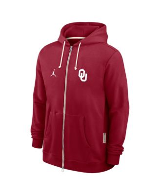 Men's Crimson Oklahoma Sooners 2025 Sideline Performance Full-Zip Hoodie