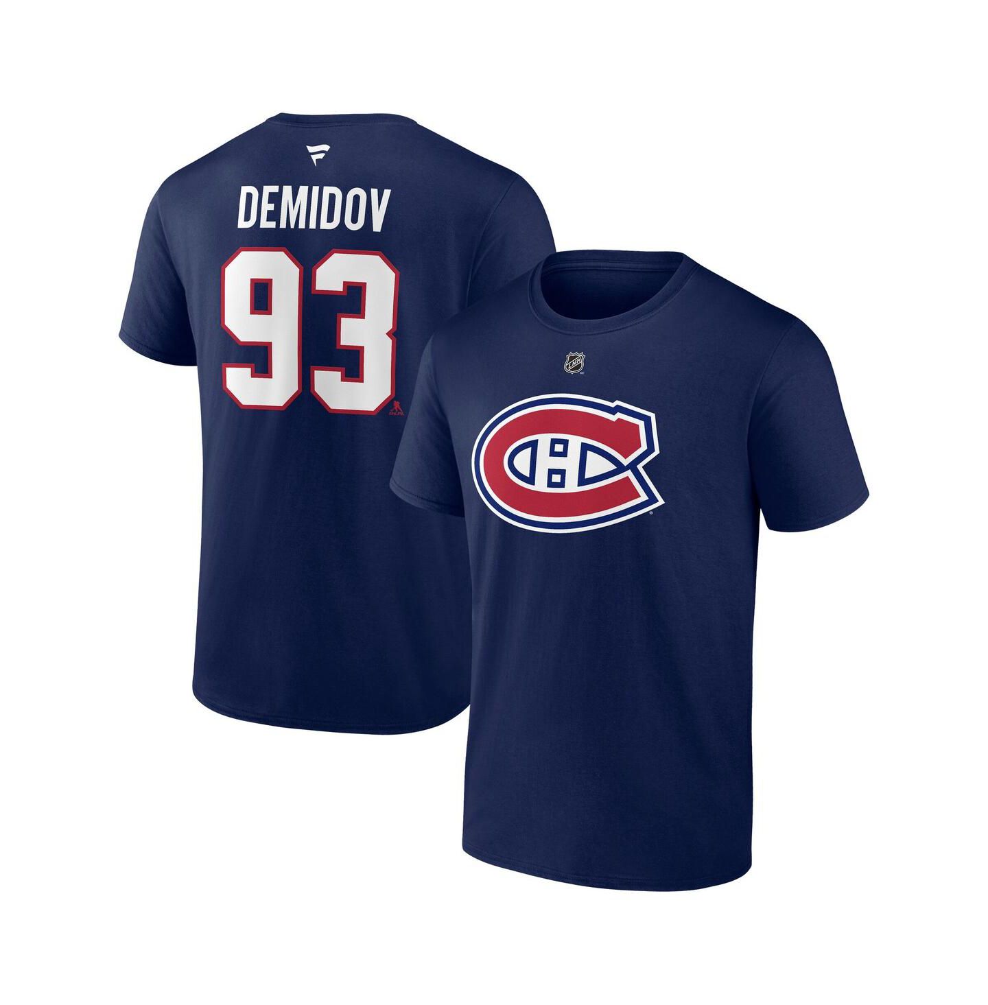 Мужская футболка Fanatics Ivan Demidov Navy Montreal Canadiens Authentic Stacked Name & Number — фото 1