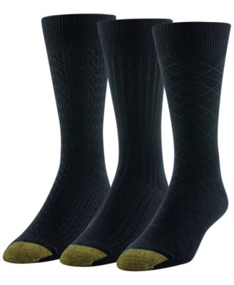 Gold Toe - Men's 3-Pack Felix Texture Reinforced Toe Crew Socks