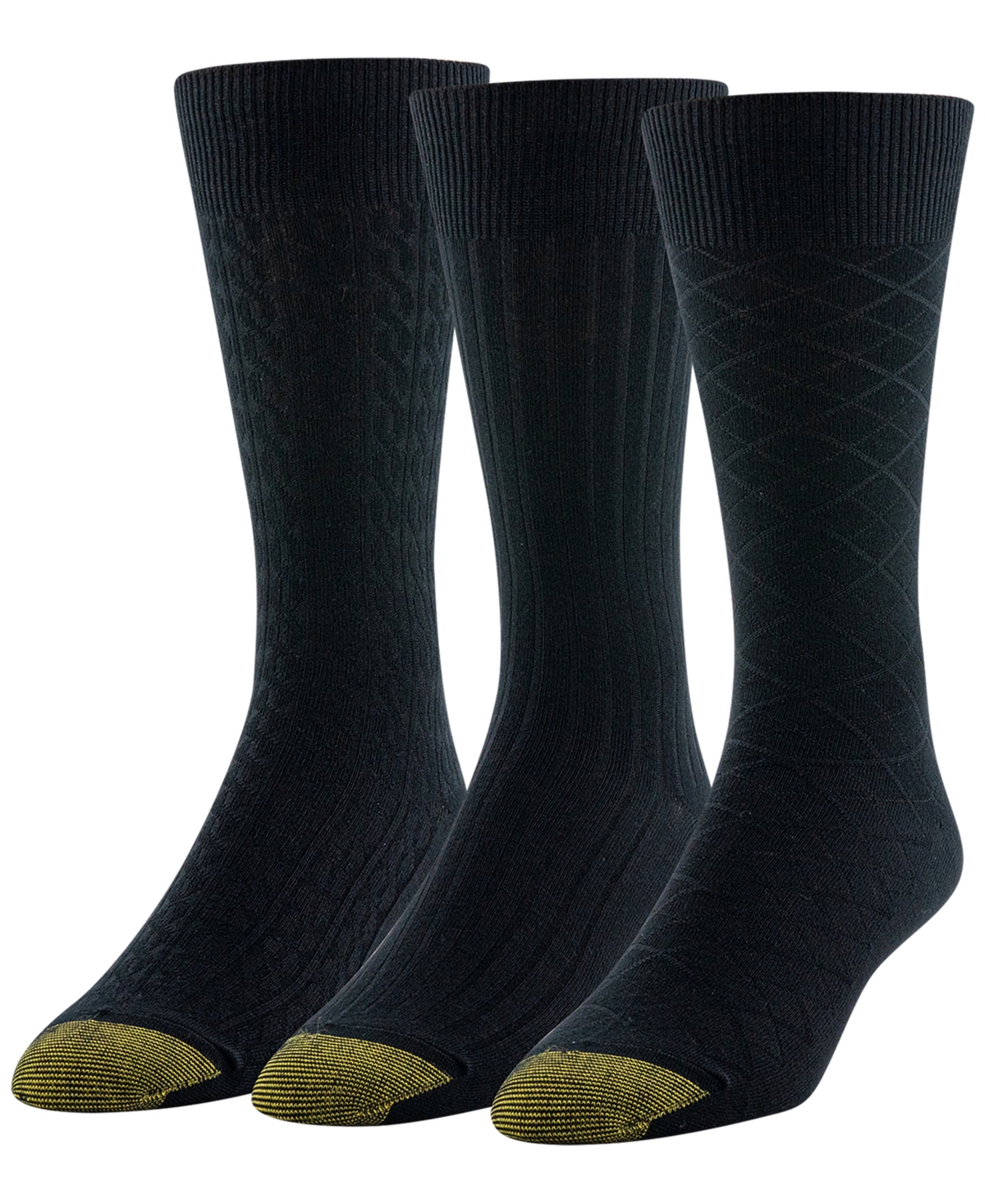 Gold Toe Men's 3-pack Felix Texture Reinforced Toe Crew Socks In Blue