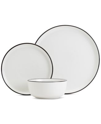 Black Rim 12 Pc. Dinnerware Set, Service for 4, Exclusively at Macy's