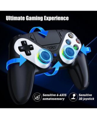 LED Wireless Controller for PS5, Compatible with PS5 Pro/Slim/PC, Dual Vibration, Turbo, 6-Axis Motion, 3.5mm Audio Jack, Speaker & Customizable Colors