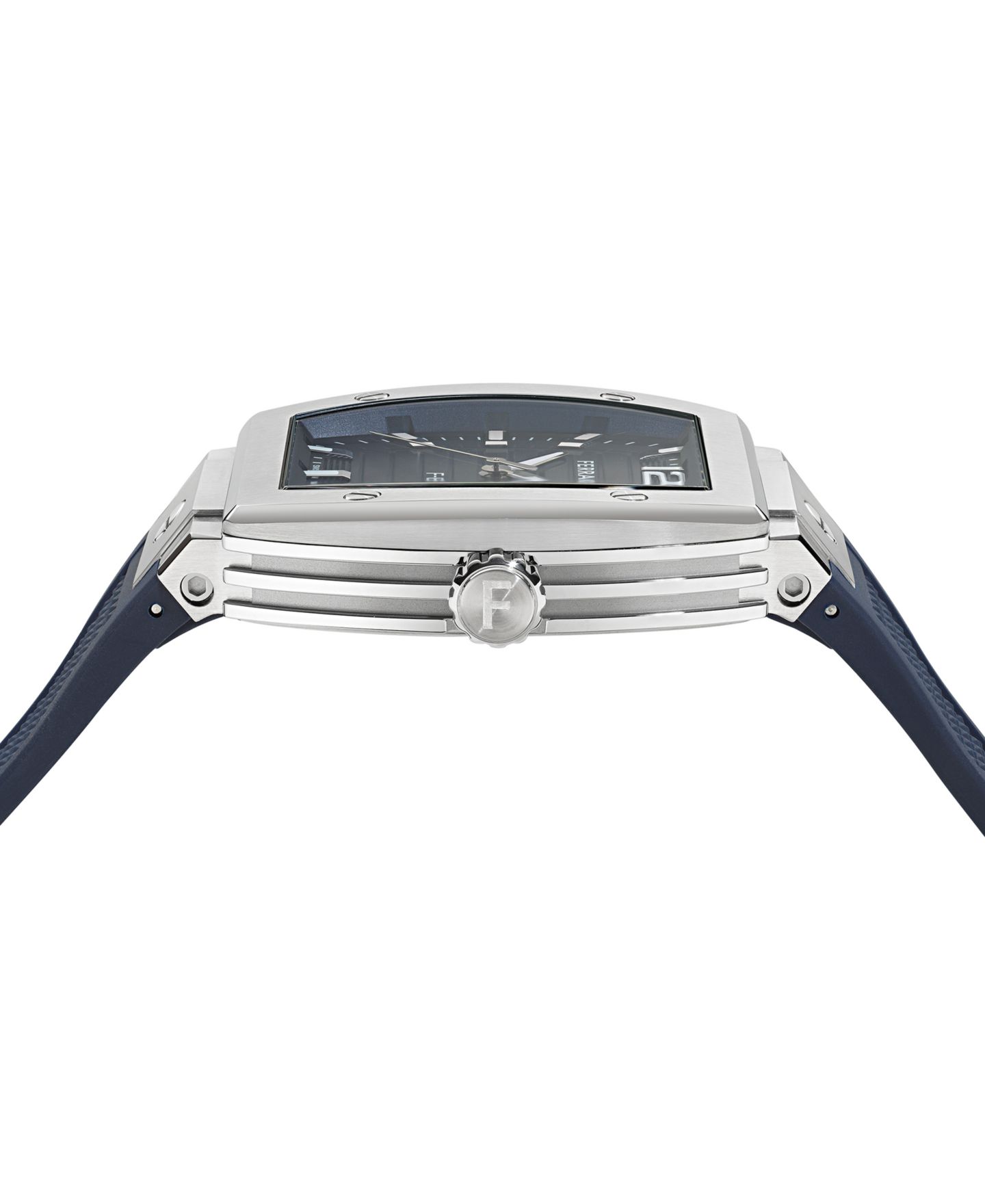 Мужские часы Ferragamo Swiss F-80 Tonneau Blue Polyurethane Strap Watch 42mm — фото 2