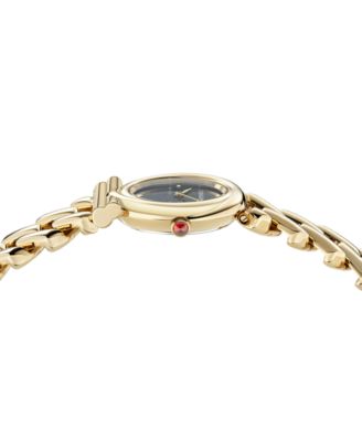 Women's Swiss Gancini Twisted Chain Gold Ion Plated Bracelet Watch 28mm