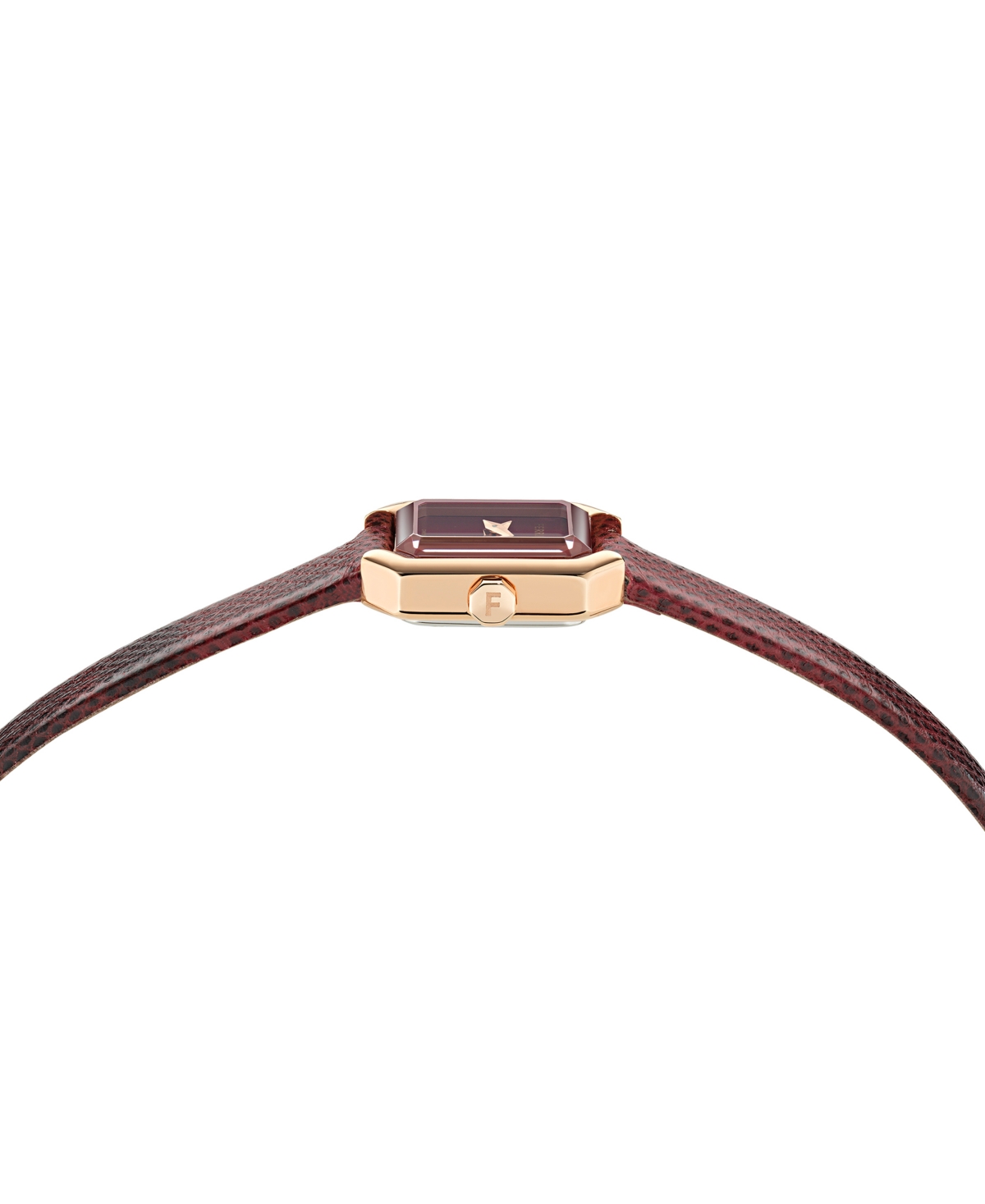 Ferragamo Women's Swiss Crystal Petite Burgundy Leather Strap Watch 15x20mm