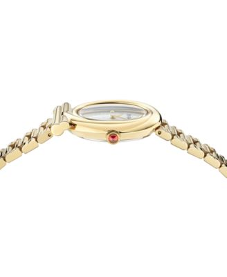 Women's Swiss Gancini Twisted Diamond Accent Gold Ion Plated Bracelet Watch 32mm