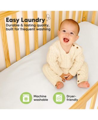 2-Pack Protect+ Waterproof Crib Mattress Protector Covers, Quin Quilted Cotton Baby Mattress Topper, Toddler Crib Sheets