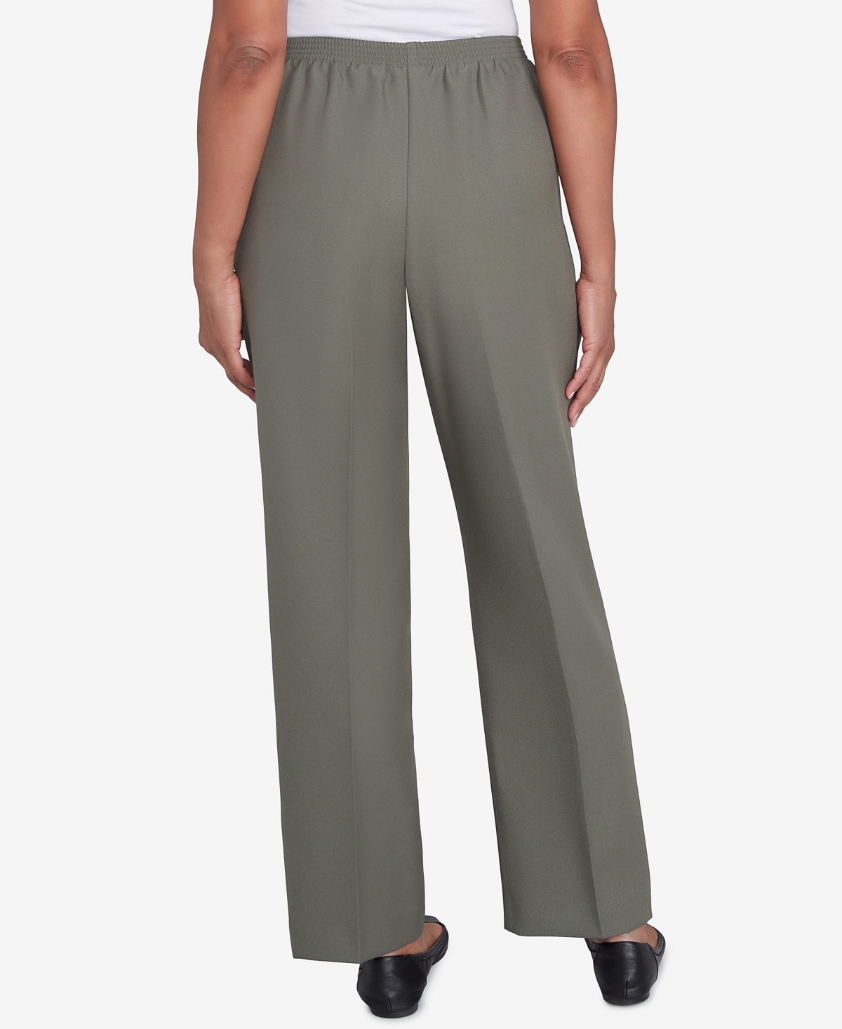 Alfred Dunner Petite Classic Full Elastic Short Mid Rise Pant In Green