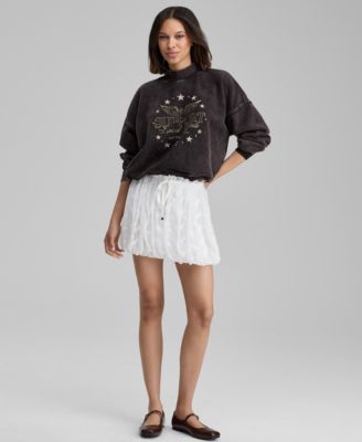 And Now This - Women's Lace Bubble-Hem Mini Skirt