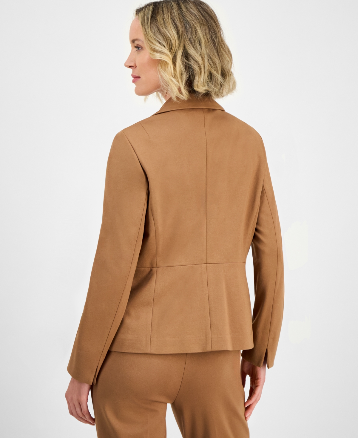 Kasper Compression One-button Long-sleeve Jacket, Regular & Petite In Brown