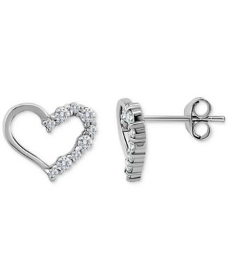 Cubic Zirconia Open Heart Stud Earrings in 18k Rose Gold-Plated Sterling Silver