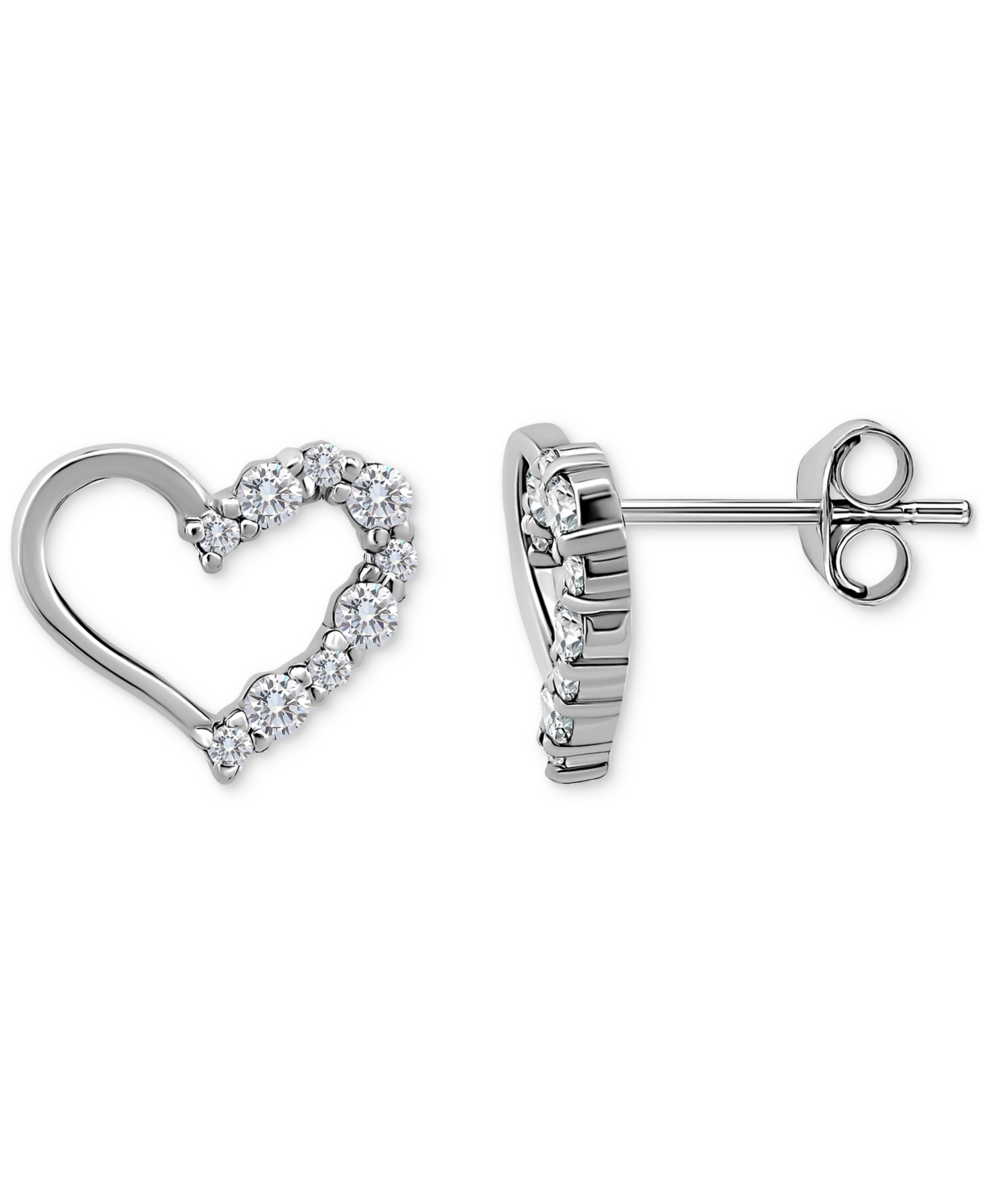 Giani Bernini Cubic Zirconia Open Heart Stud Earrings In 18k Rose Gold-plated Sterling Silver, Macy's Exclusive (a In Silver
