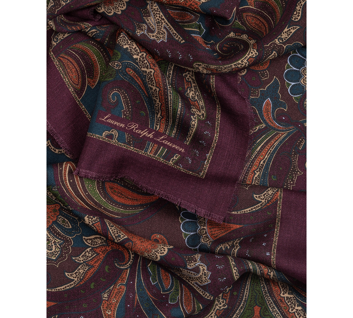 Ralph Lauren Oversized Paisley Oblong Scarf In Brown