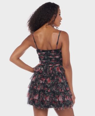 Juniors' Strapless Straight-Neck Fit & Flare Dress