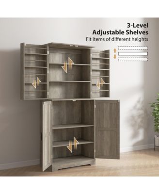 72" Farmhouse Kitchen Pantry Cabinet, Tall Storage Cabinet,