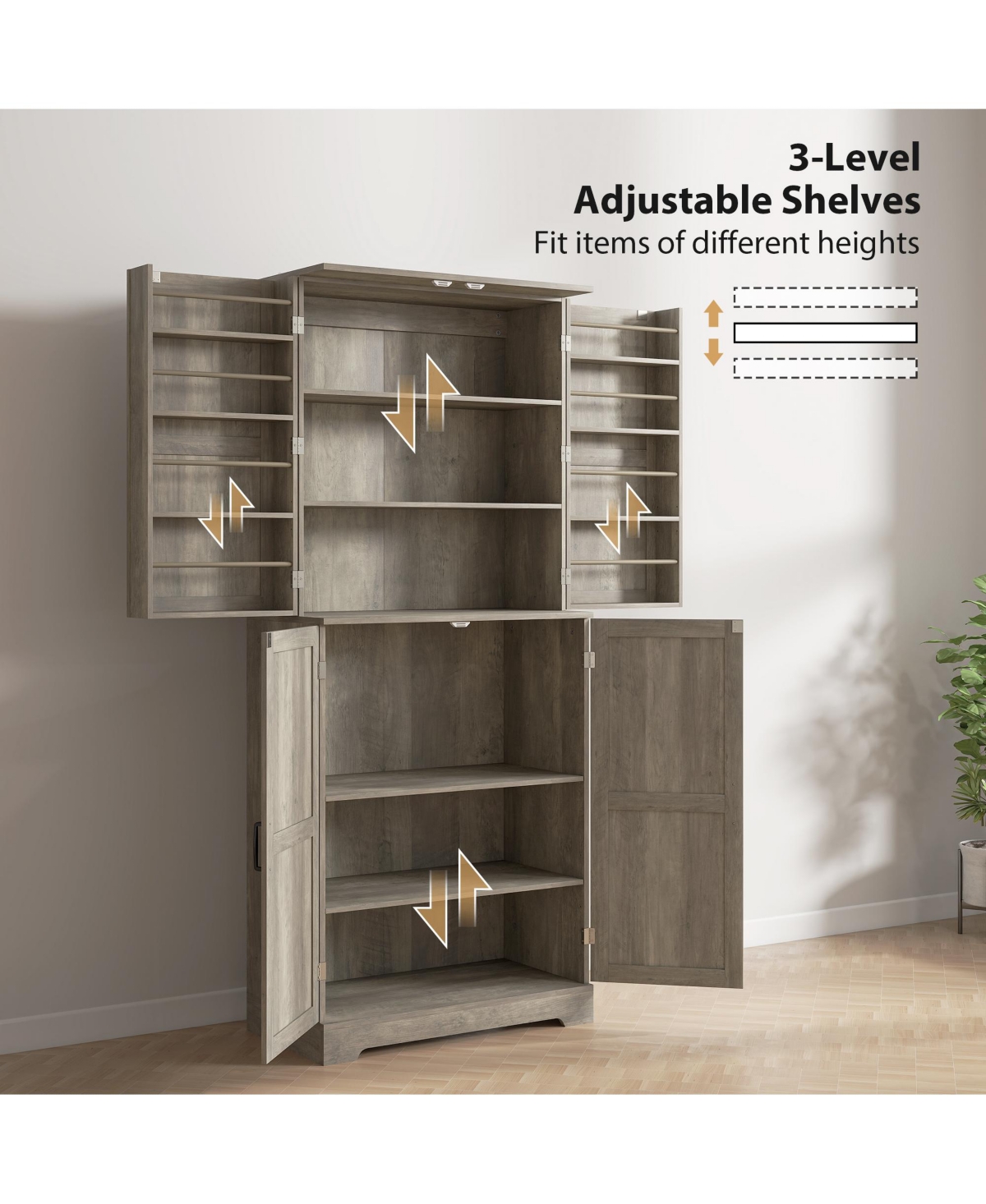 Homcom 72" Farmhouse Kitchen Pantry Cabinet, Tall Storage Cabinet,