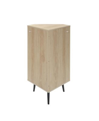 CASAINC 40"H Natural Rattan Door & Adjustable Shelves Freestanding Corner Cabinet