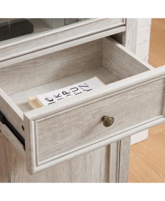 CASAINC Wood Freestanding Kitchen Cabinet with Glass Door and Shelves Tall Storage Cabinet