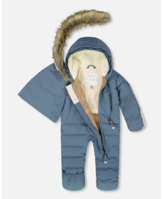 Baby Boy One-Piece Baby Snug Snowsuit Designed for Car Seat Dark Gray Blue - Baby|Toddler