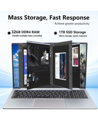 15.6"Gaming Laptop i7 1195G7,32GB 1TB SSD FHD 1920  1080 Display, Fingerprint Unlock Backlit Keyboard RJ45 HDMI 180 Angle Opening Gamer Laptops