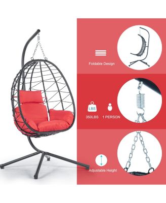 Egg Chair with Stand Indoor Outdoor Swing Chair Patio Wicker Hanging Egg Chair Hanging Basket Chair Hammock Chair with Stand for Bedroom Living Room Balcony
