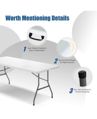 portable folding camping table with carrying handle for picnic